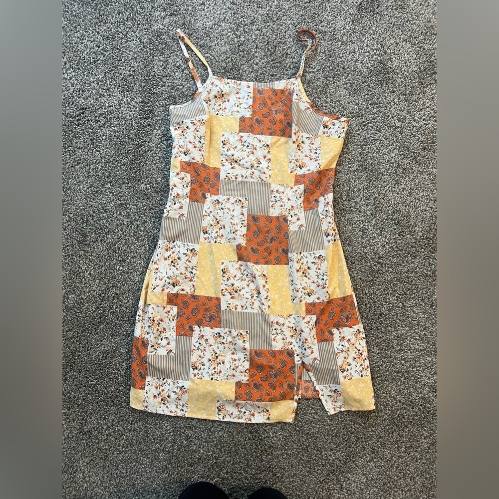 Cider Orange Patchwork Mini Dress Large - image 3